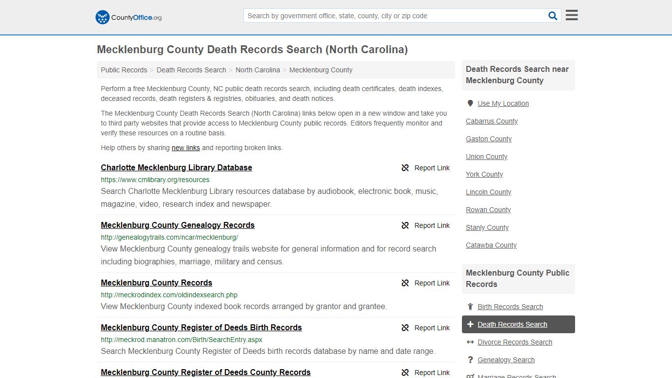 Death Records Search - Mecklenburg County, NC (Death ...
