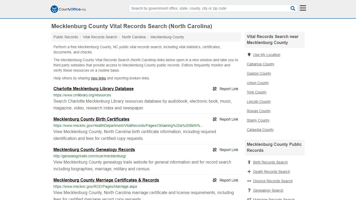 Vital Records Search - Mecklenburg County, NC (Birth ...